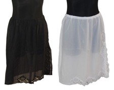 Damen Halbrock Unterrock Doppelpack mit Spitze