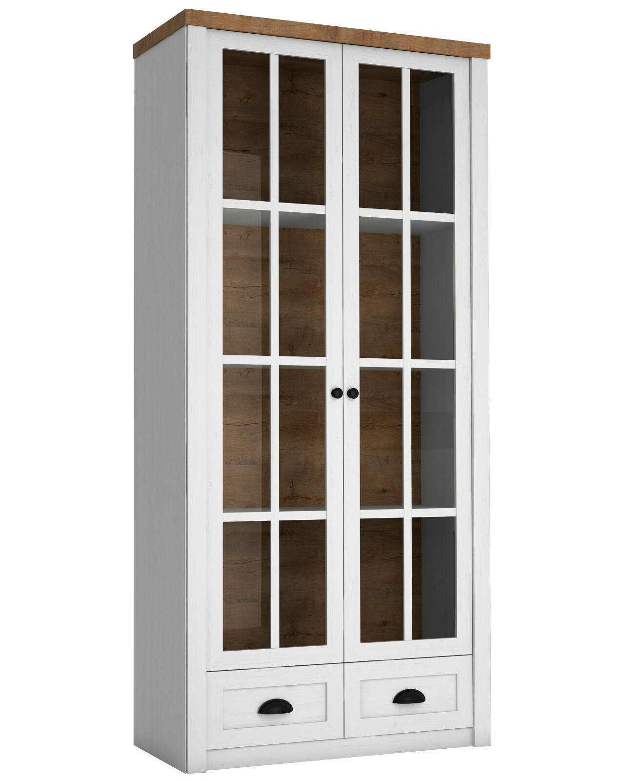 2-türiger Vitrinen-/Geschirrschrank W2S PROWANSJA Wohnzimmer Breite 90cm