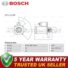 Bosch Starter Motor Fits Fiat 500 Grande Punto Ford Ka 1.2 1.4 #1
