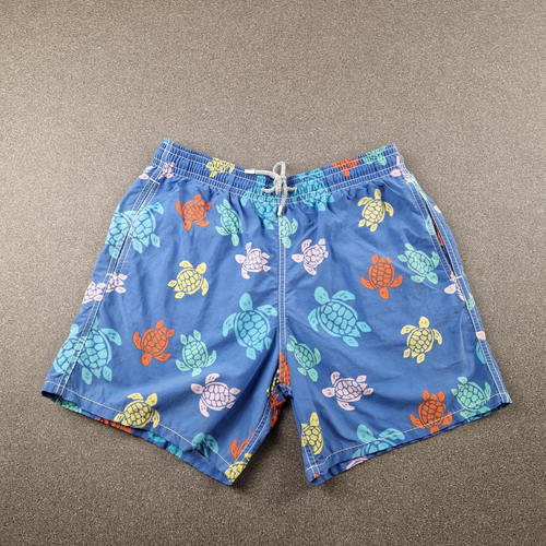 Vilebrequin Shorts Mens Large Blue Red Turtle Beach Surf Designer Trunks