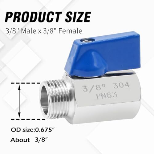 2pcs Mini Ball Valve 3/8 NPT - Chrome Plated Brass Shut Off Valve