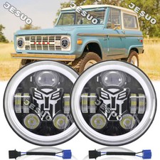 Pair 7 Inch Round Led Headlights H4 Hilo Beam Fit Ford Bronco Courier Mustang Pair 7 Inch Round Led Headlights H4 Hilo Beam Fit Ford Bronco Courier Mustang