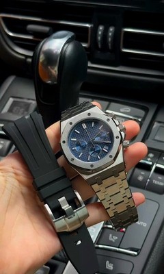Seikmod Royalmod Chrono Blue | Aut Chronograph, Sapphire, 41mm, Steel + Rubber
