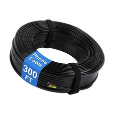 300FT Flat Black Telephone Extension Cord Cable 4Core 26 AWG RJ11 Wire