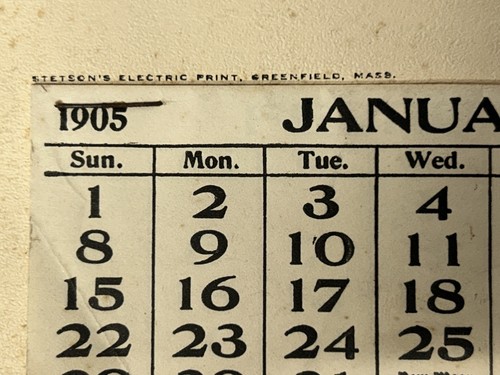1905 C.H. Faulkner & Co Calendar With Fisherman Artwork Readsboro Vermont - Picture 4 of 5