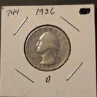 1936-D Washington Silver Quarter In Very Good Condition