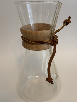 Chemex 8.5'' Glass Pour Over Coffee Maker Wood Leather Collar
