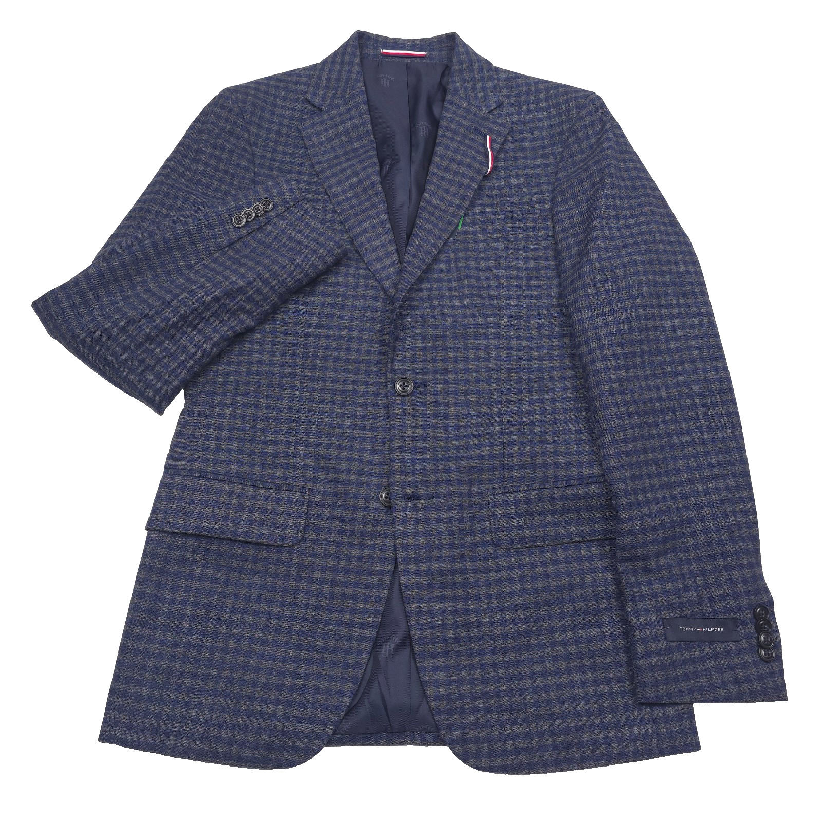 295 Tommy Hilfiger Conrad Blue - Gray Check Sport Coat Blazer Jacket Mens 36R 16290₽