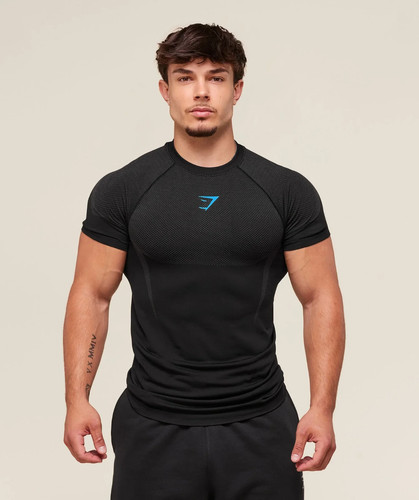 Gymshark Onyx 5.0 Seamless Herren T-Shirt Schwarz Größe L Training Neu OVP - Bild 1 von 2
