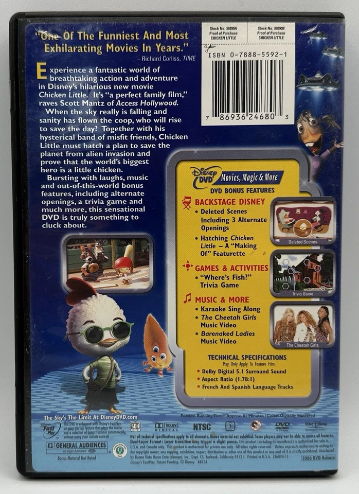 Chicken Little DVD Widescreen Walt Disney Pictures Animation-Games & Trivia 2006 - Image 2 of 3