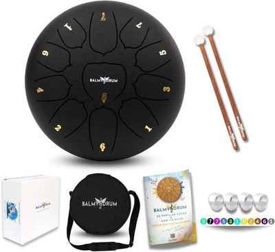 BALMY DRUM Steel Tongue Drum 10'' 11 Note C-Key Inside/Outside Handpan Percussion