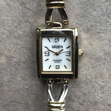 GRUEN F3234711/MZB Diamond Quartz Rectangular Women's Wristwatch MOP Dial Bin W
