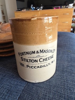 Vintage Fortnum and Mason collectible stoneware Stilton Cheese Pot Jar Kitchen 