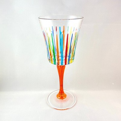 Orange Stem Venetian Glass Timeless Wine Glass - Handmade in Italy, Murano Glass