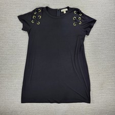 MICHAEL Michael Kors T-shirt Dress Size 1X Black Grommet Shoulder Short Sleeve