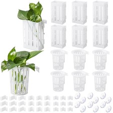 12 Set Large Aquarium Plant Holder - 12 Hanging Pots, 72 Hooks, 24 Suction Cups