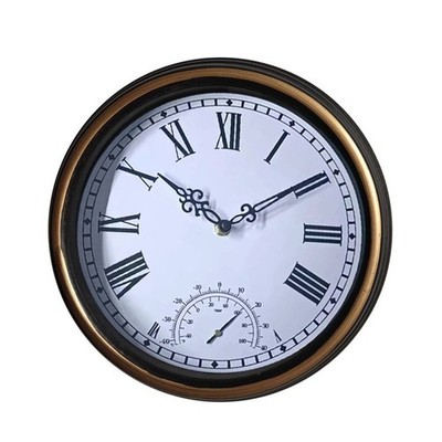 Retro Wanduhr eingebautes Thermometer Anti-Tick-Mechanismus stilvolle Einrichtun