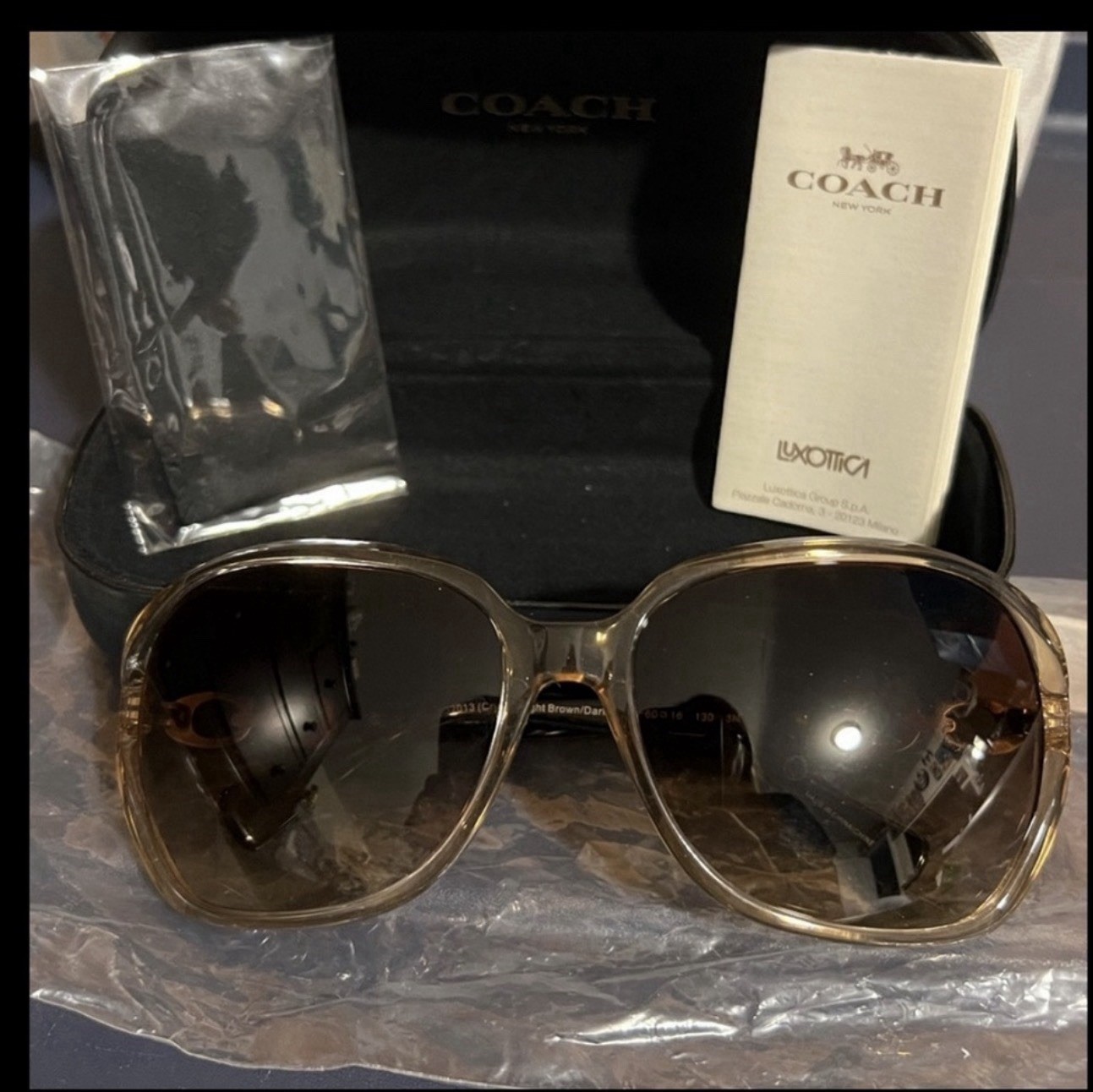 Coach HC8166 Women’s Square Sunglasses Brown Plastic Frame Gradient UV400