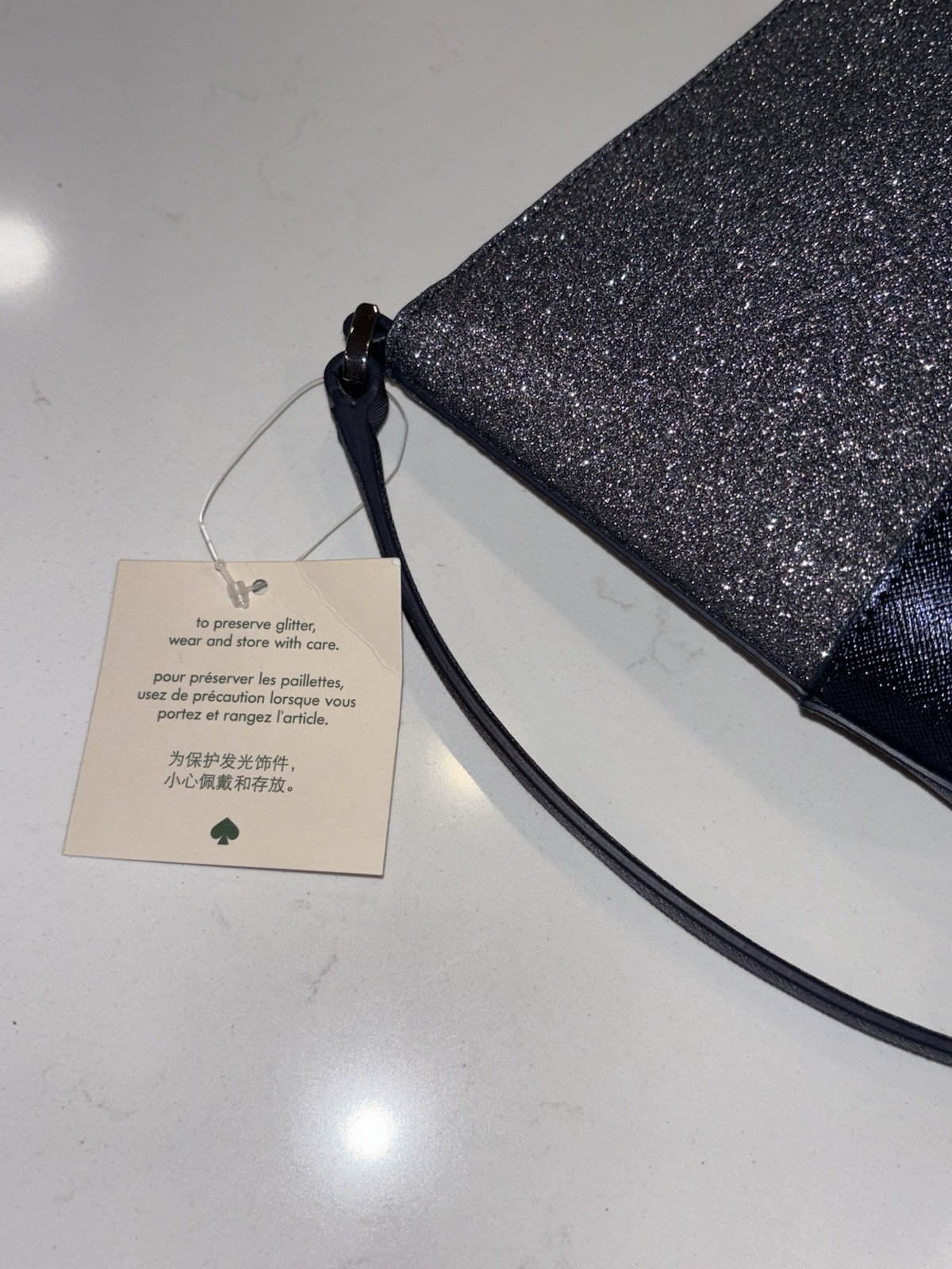 NEW Kate Spade Lola Glitter Crossbody Small Handbag Navy Blue thumbnail 10