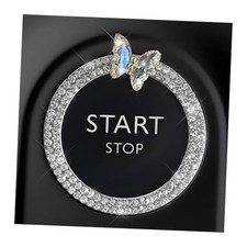 Bling Ring Emblem Car Accessories, Sparkling Butterfly Car Buttons White,1PCS