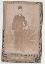 Vintage Ottoman Boy in Fez, 1900s Cabinet Portrait from Istanbul, Rare Photo