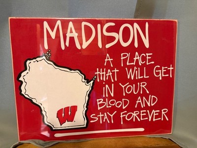 Glory Haus University of Wisconsin- Madison Map wood sign 12 x16 
