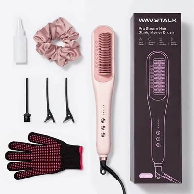 #ad #ad Pro Steam Hair Straightener Brush Wavytalk Pink $40.00