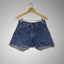 Vintage 90s Levis 505 Shorts Womens Fit 30 Blue Cutoff Orange Tab 3