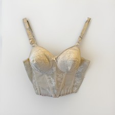 Vintage White Long Line Escapade Nylon Blend Lace Bullet Bra 32B Formaid