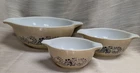 Pyrex Set of 3 Vintage Homestead Cinderella Nesting Mixing Bowl 441, 442, 444