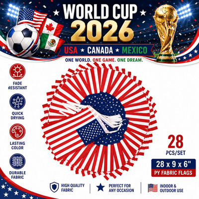 2 Packungen USA American 28 Flaggen Stoff Party WM Wimpel Banner Speedy Post