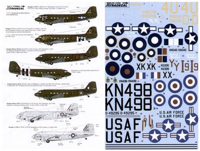 Xtradecal 1/72 C-47 Dakota Skytrain USAAF/USAF/RAF D-Day Berlin Airlift Decals