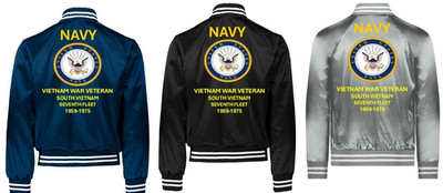 NAVY*VIETNAM WAR*SOUTH VIETNAM* SIL*VINYL*SATIN JACKET*NAVY OFFICIAL LICENSE