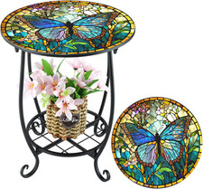 Outdoor Side Table round Small Mosaic Patio Accent Indoor End Plant Coffee Tea T