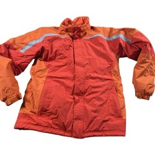 LL Bean Jacket Boys Large 14-16 Orange Full Zip Winter Ski Outdoors No Hood