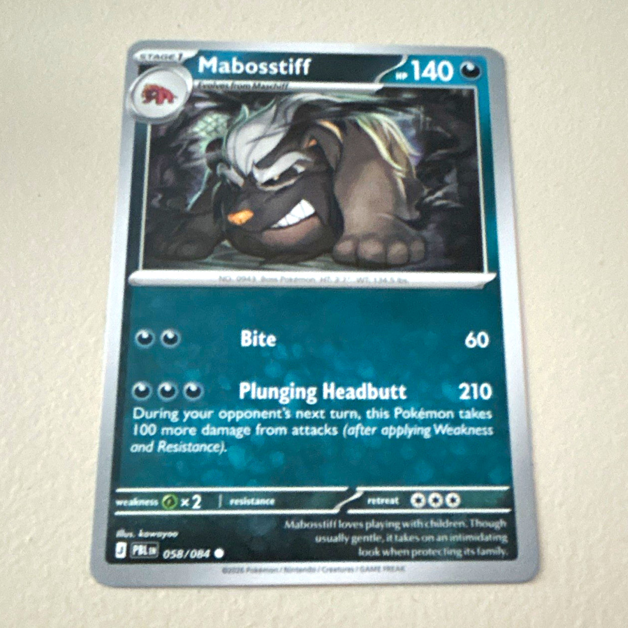The Pokémon Company Mabosstiff 058/084 Paldea Evolved Regular 140 HP EN 2023