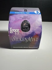 Leggs Silken Mist Control Top Pantyhose - Sheer Toe - Size B - Navy