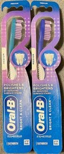 2 Pack Oral-B Bright  Clean Manual Toothbrush Medium Bristles 1x Teal 1x Blue