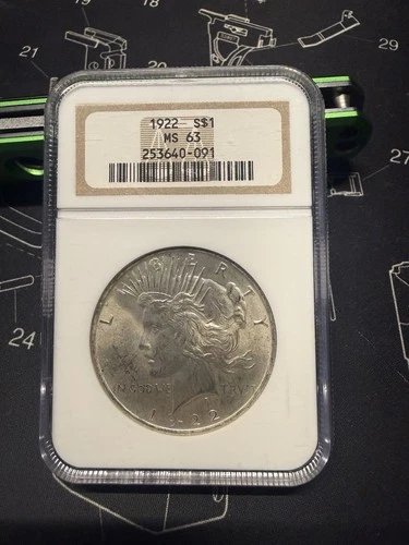 Certified 1922 Peace Dollar NGC MS63 Silver $1