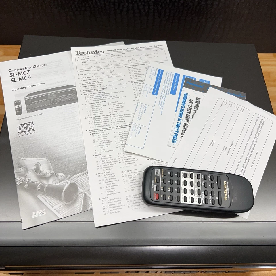 Technics SL-MC7 CD Changer 110 Compact Disc Tested Remote Manual Box Mint Works - Image 4 of 4