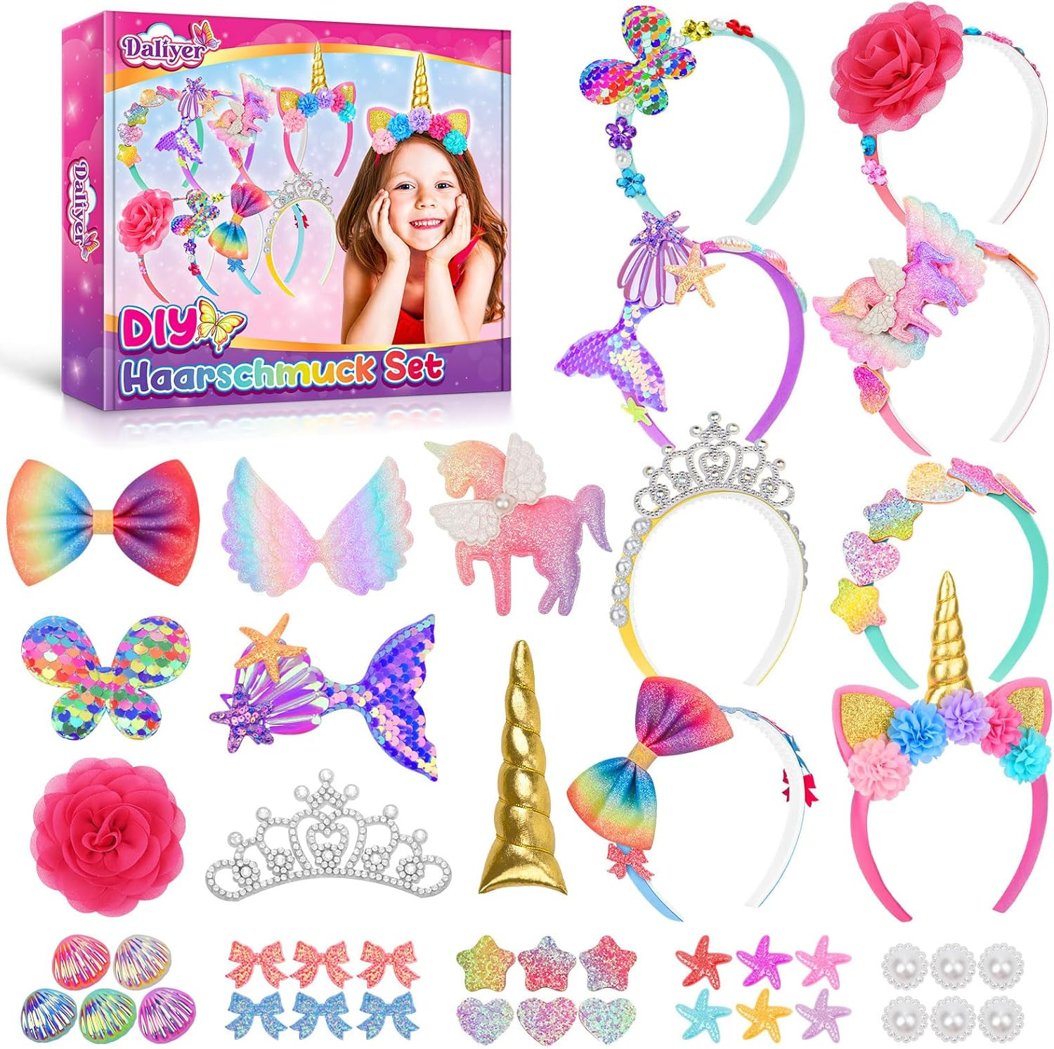 Daliyer Geschenke Für Mädchen, Ostergeschenke Kinder, DIY Haarschmuck Mädchen, B