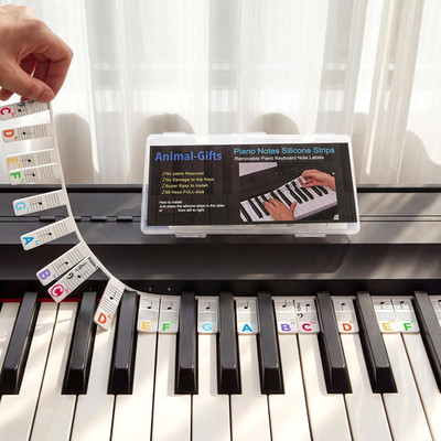88/61 Keys Piano Keyboard Notes Guide Removable, Silicone Piano Letters Keys