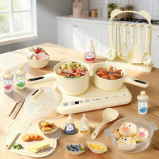 Mini Kids Cooking Set Real Kitchen Food Making Montessori Educational Beige