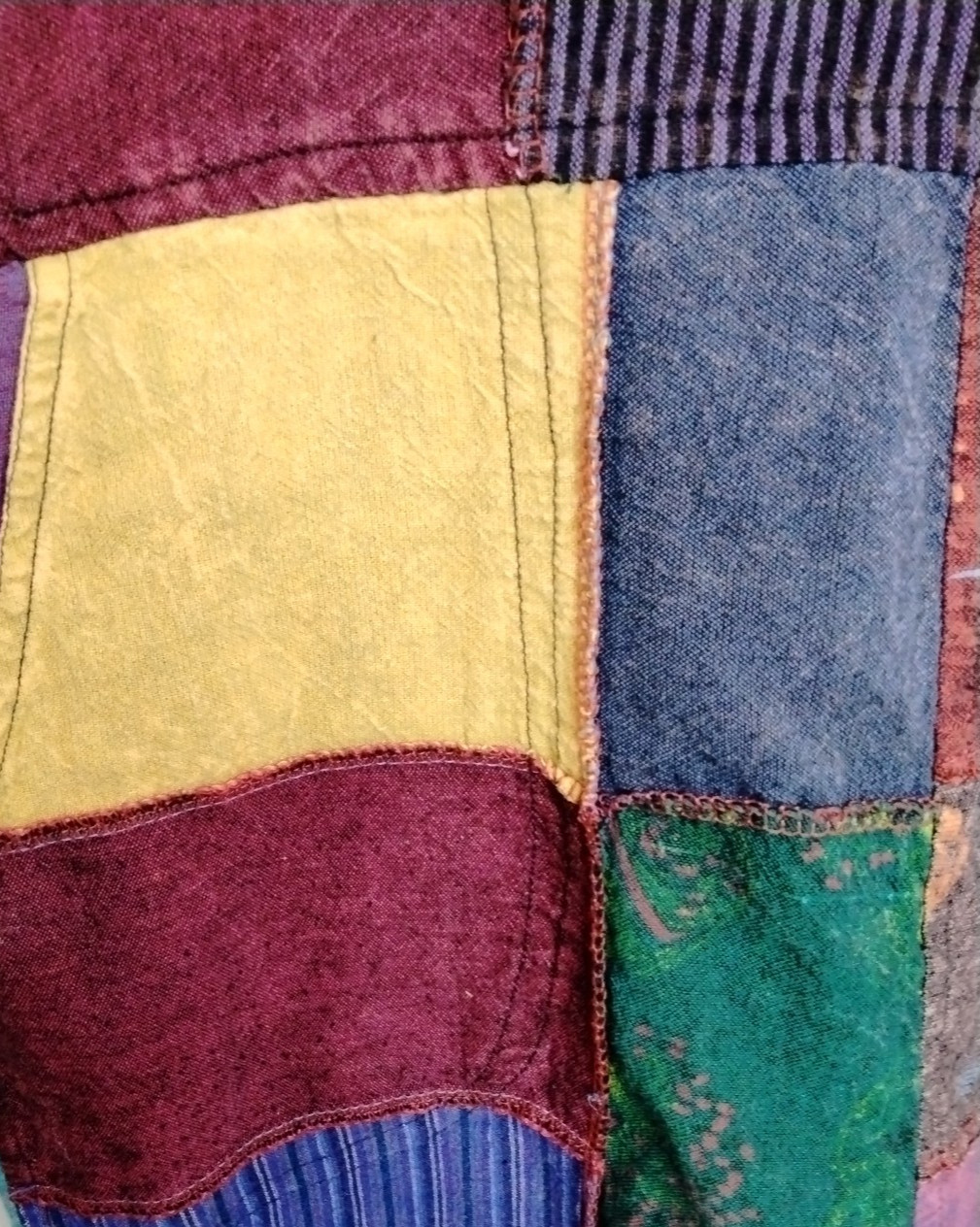 Rhea Boho Patchwork Overalls Medium Straight Leg … - image 9