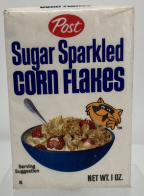 Vintage POST SUGAR SPARKLED CORN FLAKES Single Serve Sealed Wax Rory Racoon