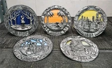 (5) Michael Ricker Southwestern Christmas Pewter Plates 1980-1984 - **READ**