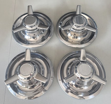 Tall 3 Bar Spinner Corvette Camaro Chevelle Rally Wheel Center Hub Cap Set