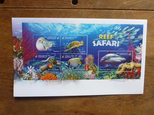 AUSTRALIA 2018 REEF SAFARI 5 STAMP MINI SHEET FDC FIRST DAY COVER