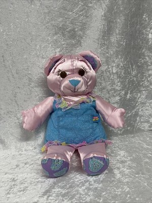 Vintage 1996 Tyco ''Pretty Doodle Bear'' With A Pink Satin Plush + A Denim Dress
