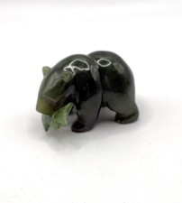 Vintage Hand Carved Nephrite Jade Bear, Totem Animal, Miniature Sculpture No.20
